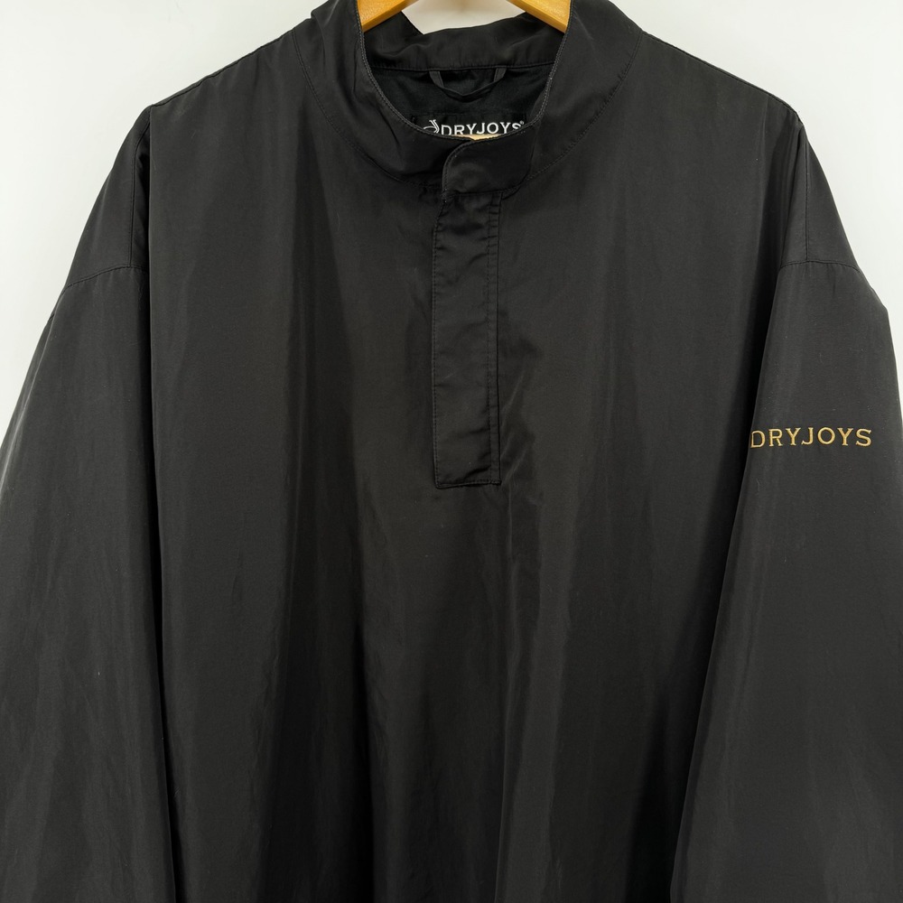 FootJoy DryJoys Golf Windbreaker Jacket Mens XL Black Pullover Coat Pockets Logo - Picture 9 of 15
